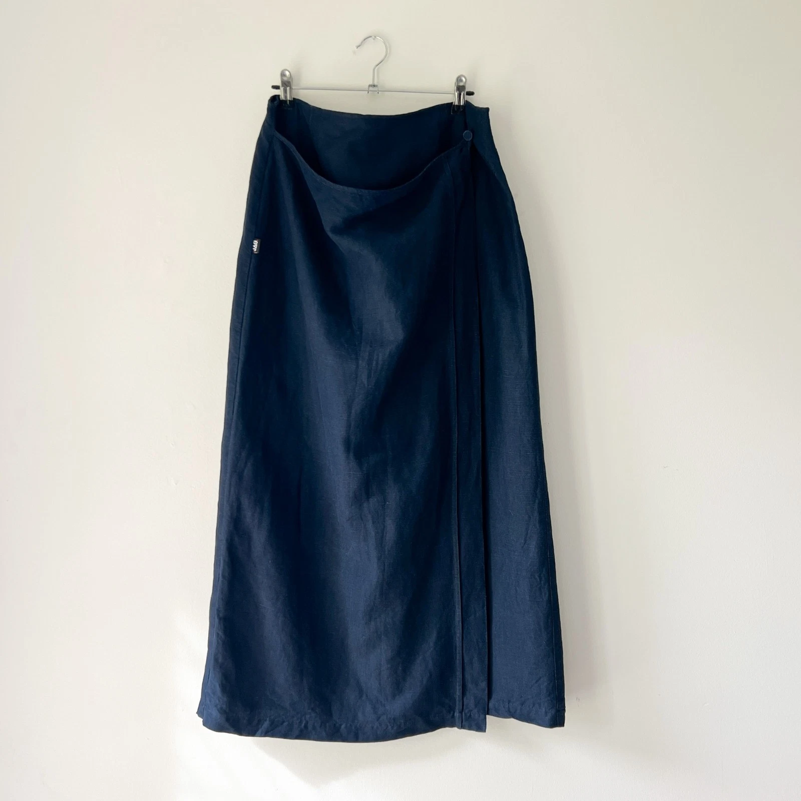 JAG Made in Australia Linen Midi / Maxi Minimalist Skirt Navy Wrap Style Size 16