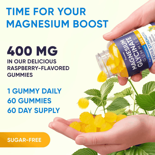 Magnesium Glycinate Gummies 400mg High Absorption for Adults Kids Sugar Free - Picture 2 of 7