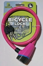 Kinghuu 36 Inch Bike Locks Cable Lock Coiled Secure Key Bike Cable Lock Hot Pink