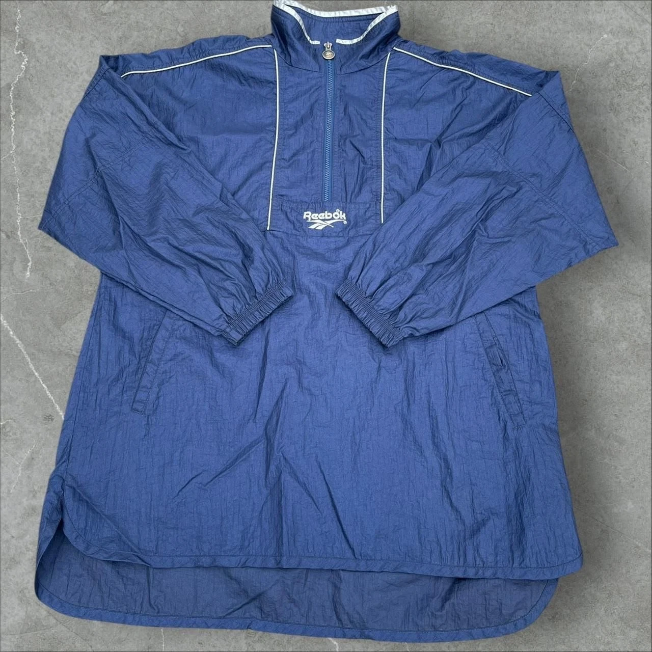 Vintage Reebok Windbreaker Jacket, Navy Blue, Size M - 90s Retro Streetwear