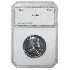 1962 Proof Franklin Half Dollar - 90% Silver - Hallmark Slab (Damaged)