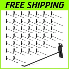 Heavy-Duty 10-Inch Slatwall Hooks – 32PC Black, Adjustable Tool Organizer