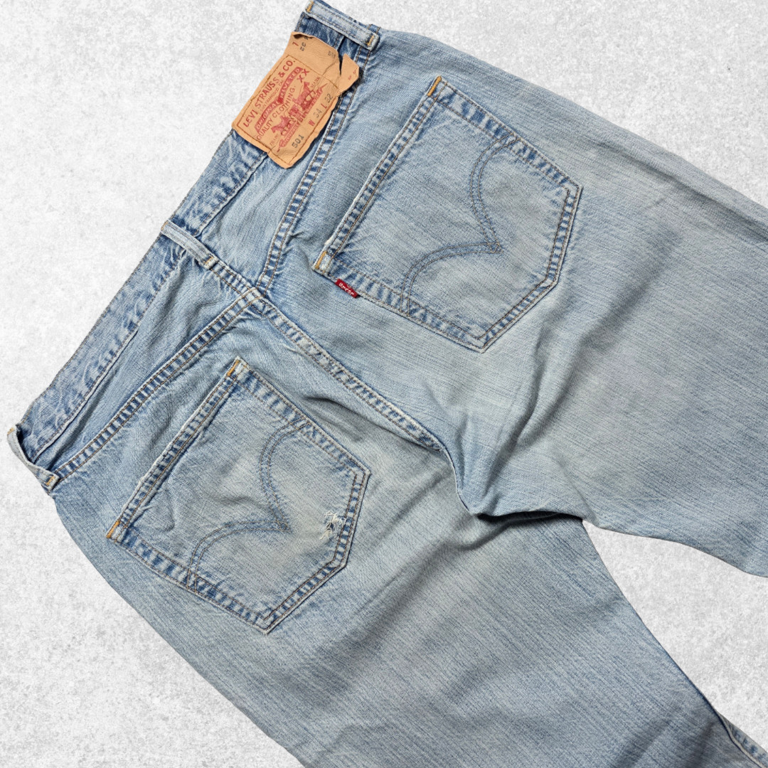 Levi’s 501 Jeans W34 L32 Blue Straight Leg 2005 Y2K Distressed Men’s image 7