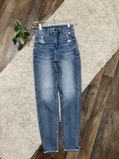 American Eagle 00 Distressed Curvy Super High Rise Jegging Skinny Jeans