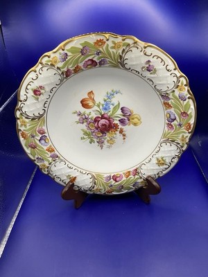 VTG Schumann Bavaria Empress Dresden Flowers 11  Round Serving Vegetable Bowl 