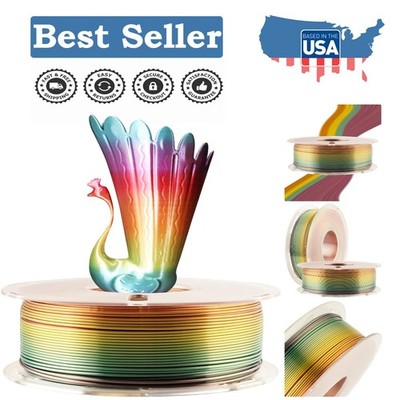 Vibrant Silk Fast Color Gradient PLA Filament - 1.75mm, Eco-Friendly 1kg