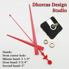 DHORCAS (#02) Quartz movement kit, 1/4",1/2",3/4", 1" thread motor & RED 5" hand