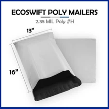1 13x16 EcoSwift Poly Mailers Plastic Envelopes Shipping Mailing Bags 2.35MIL