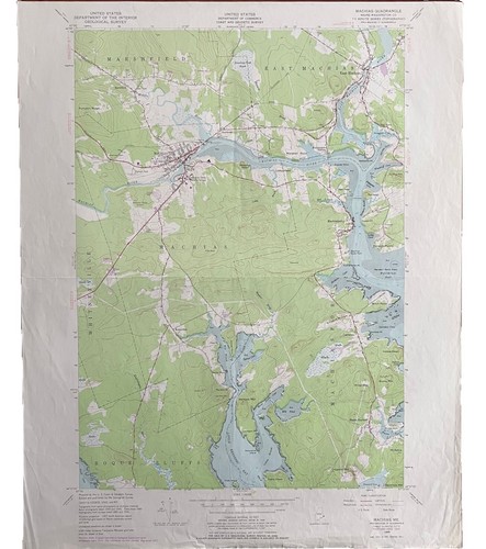 Map Machias Maine USGS 1977 Topographic Geological 1:24000 27x22" TOPO15 - Picture 2 of 3