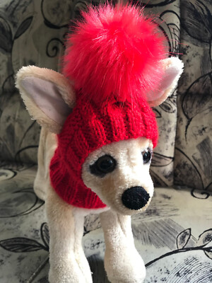 Pet Clothes for small dogs Knit Snow Hat with Fur Pom Pom Nice Gift