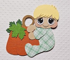 Pumpkin Baby Boy Blonde Hair. Scrapbook, Card Making Paper Piecing