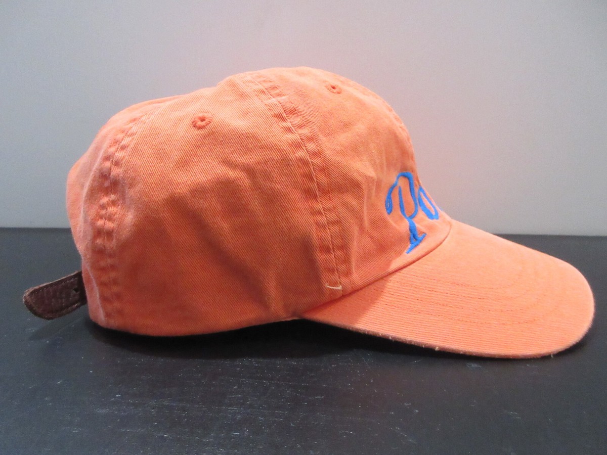 VINTAGE Ralph Lauren Polo Hat Cap Strap Back Orange Blue VINTAGE Ralph Lauren Polo Hat Cap Strap Back Orange Blue