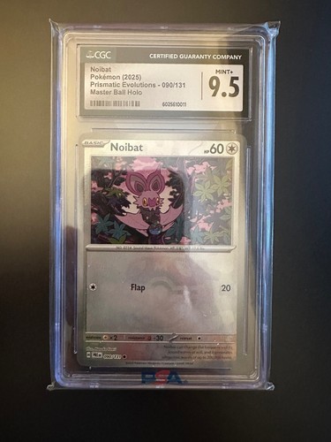 NOIBAT MASTER BALL Holo - 2025 POKEMON PRISMATIC EVOLUTIONS #090 CGC Mint+ 9.5 - 第 1/2 張圖片