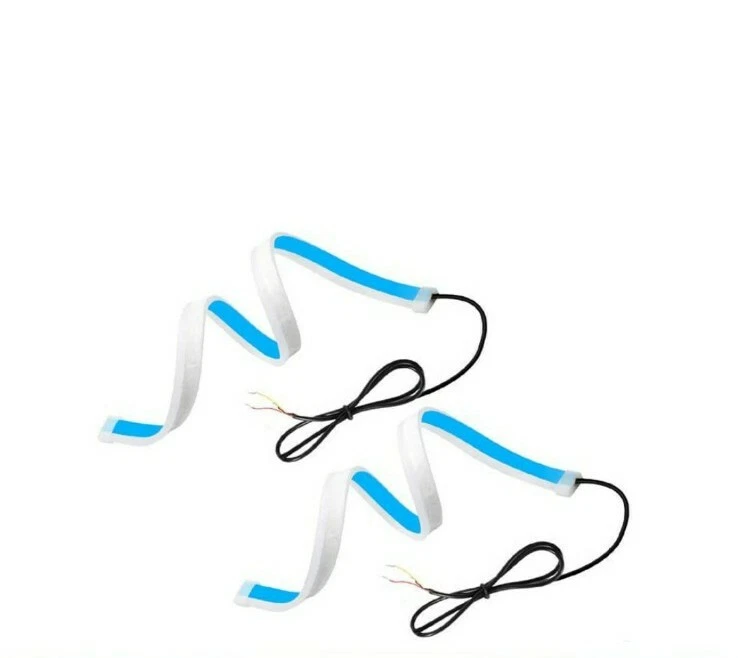 2x 60cm Strisce Fari Auto LED Tubo Flessibile Angel Strip DRL luci bianco ambra - Bild 2 von 4