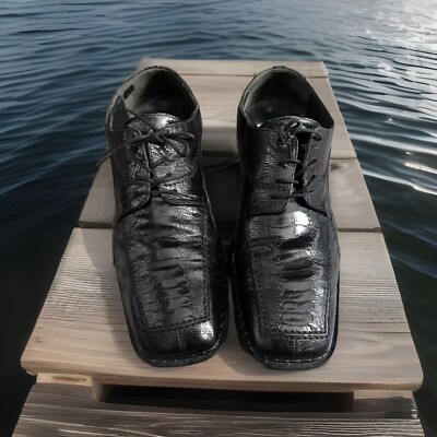 DAVID EDEN GENUINE?ALLIGATOR DRESS SHOES SQUARE TOE BLACK 