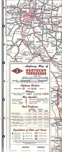 1952 D-X OIL CO Road Map KENTUCKY TENNESSEE Lexington Knoxville Memphis Smokies - Picture 2 of 4