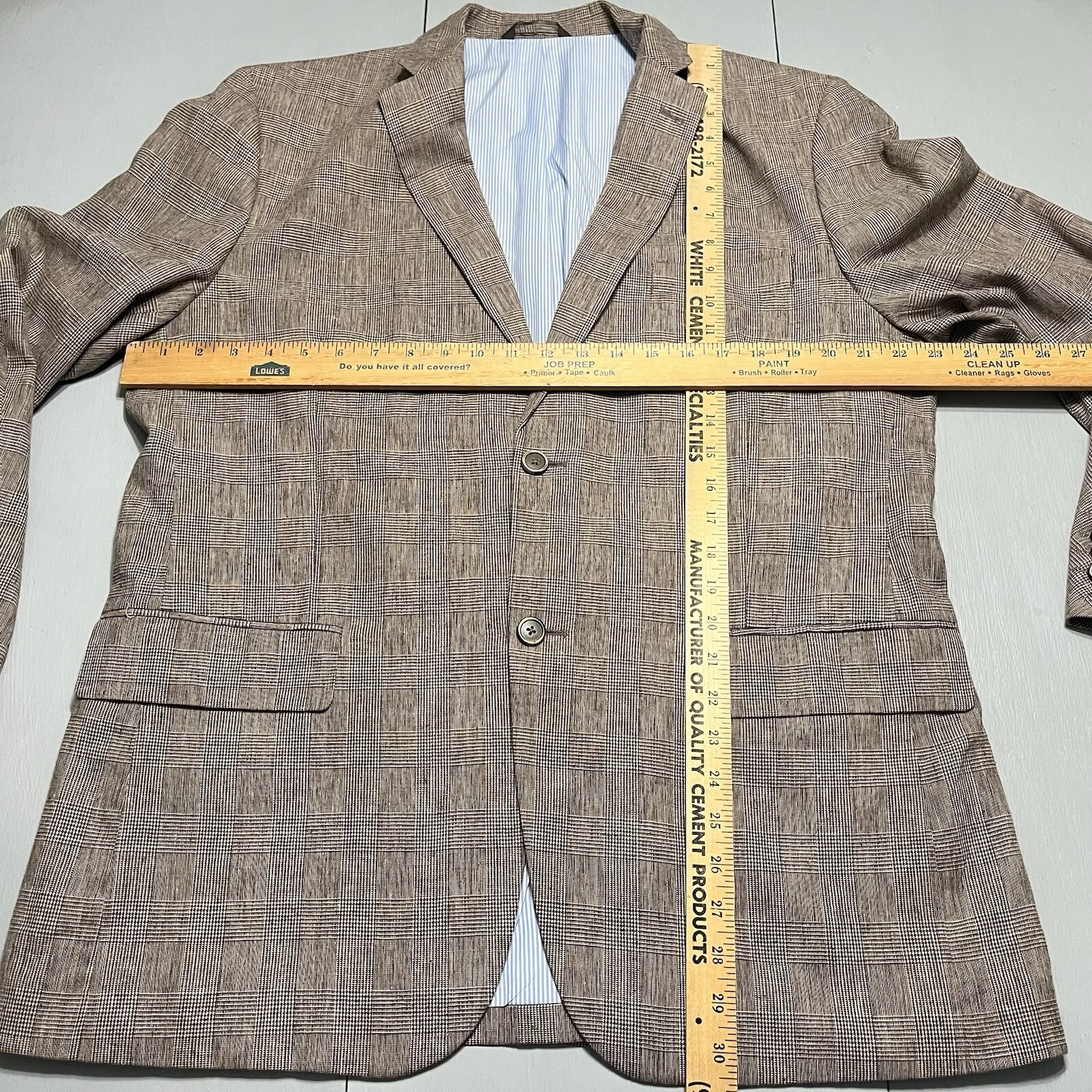 Tasso Elba Blazer Linen Cotton Blend Island Wear Large 42-44 Glen Plaid Grey image 7