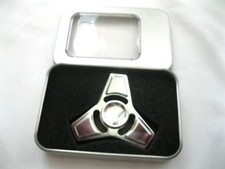 All Silver Aluminum Metal Tri Hand Finger Spinner Fidget EDC Desk Toy Gyro-New