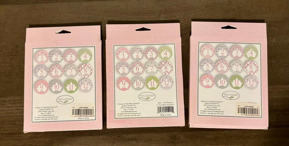 Lote de 3 Pegatinas Vientre Princesa Niño a Apreciar 1er Año Bebé Hito Regalo Foto 2 de 2