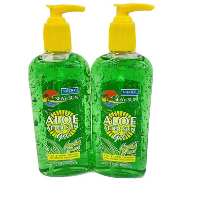 2 Pack Lucky 12 oz Aloe Vera Gel After Sun Skin Care - Non-Greasy, Alcohol  Fee | eBay