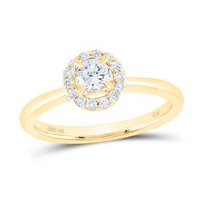 14kt Gold Womens Round Diamond Halo Wedding Engagement Ring 1/2ctw Certified 