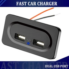 12V/3.1A Dual USB Port Fast Charger Socket Power Outlet Panel Motorcycle Car RV
