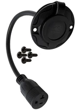 1.5ft 15A 125V NEMA 5-15P Flanged Power Input Inlet Cord With Cover by AC WORKS®