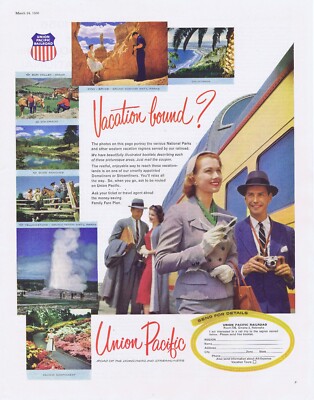 1956 UNION PACIFIC RAILROAD Travel Train Original Magazinanzeige