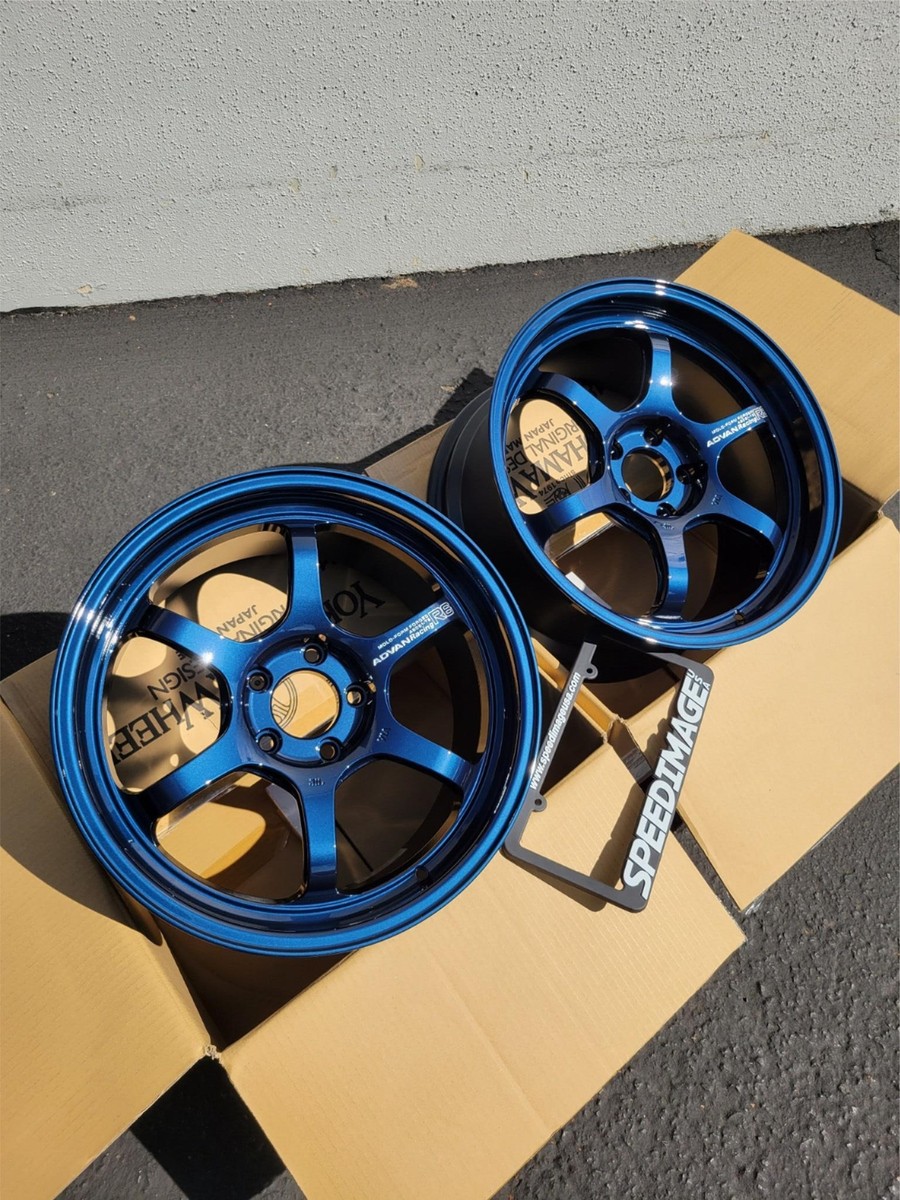 4X ADVAN R6 18X9.5 +38 5X114.3 TITANIUM BLUE SET OF 4 WHEELS CIVIC