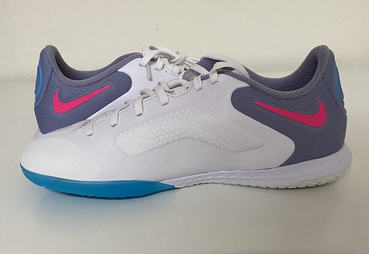 Nike React Tiempo Legend 9 Pro IC Mens Sz 8 White Blue Indoor