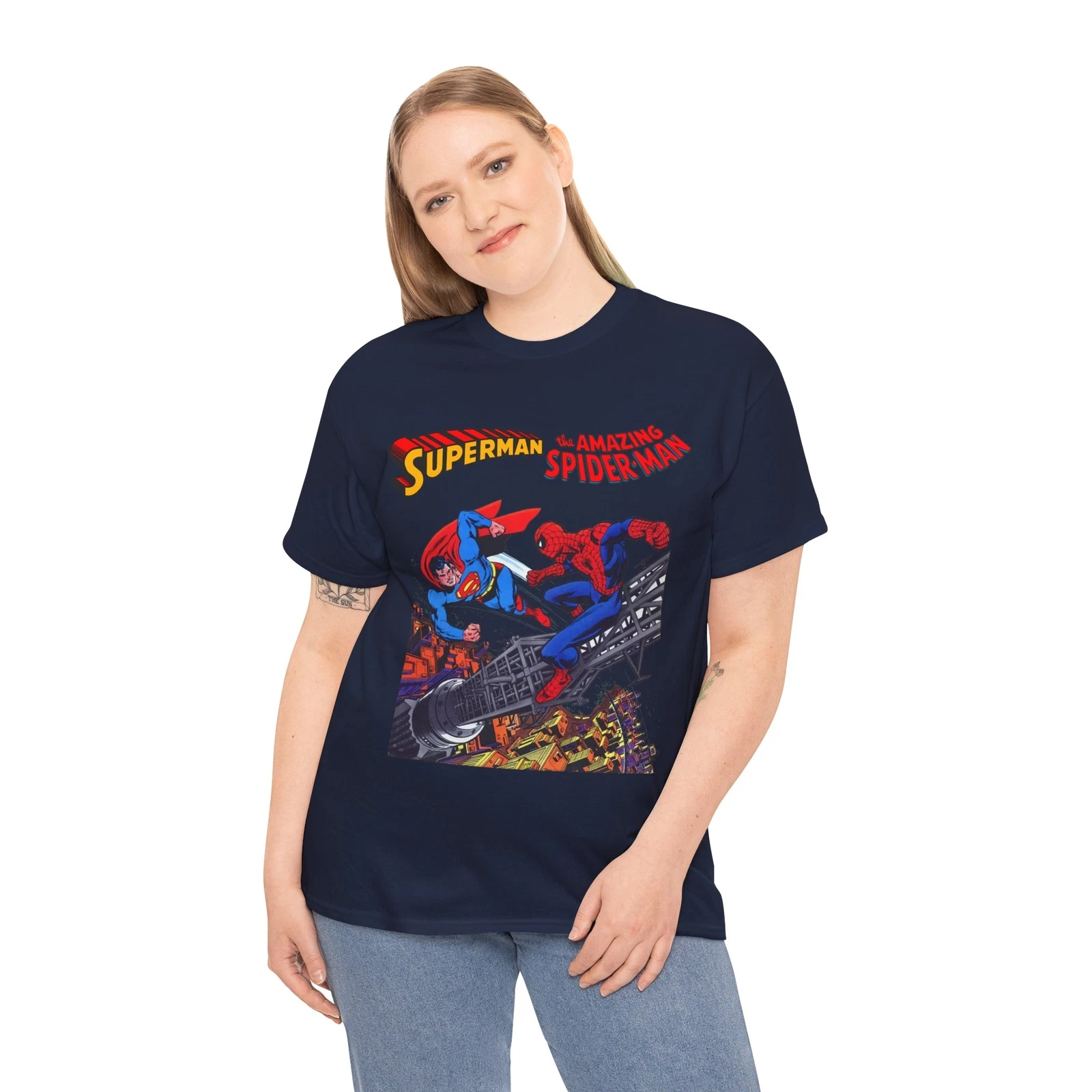 Superman & Amazing Spider-Man T-Shirt - DC/Marvel Comics Crossover - 1970s