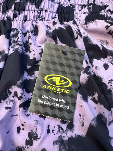 ATHLETIC WORKS Running Shorts Purple Black Size XL 14-16 Elastic Waist NWT - Picture 3 of 6