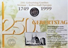 NUMISBLATT 10,- DM 1999 F SILBER 250. Geburtstag J.W. v Goethe  st/unc - wie neu