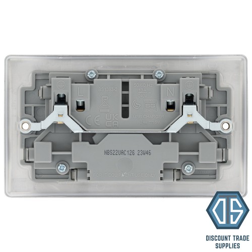BG Nexus Brushed Steel Switches & Sockets Full Range Satin Chrome Grey Inserts - Picture 17 of 91