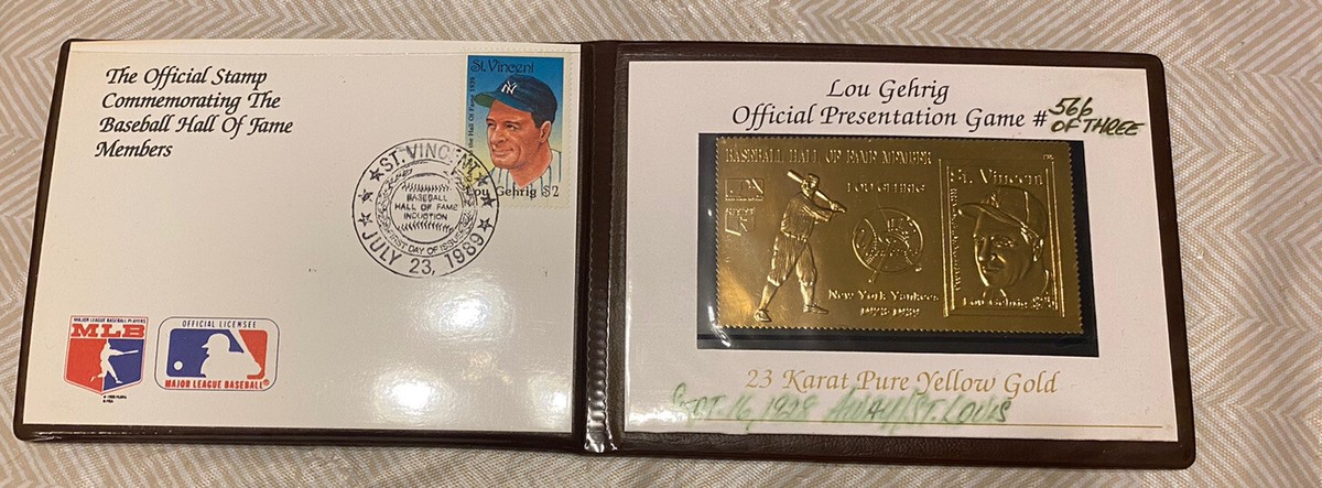 23 Karat Pure Yellow Gold LOU GEHRIG Baseball Hall OF Fame Member