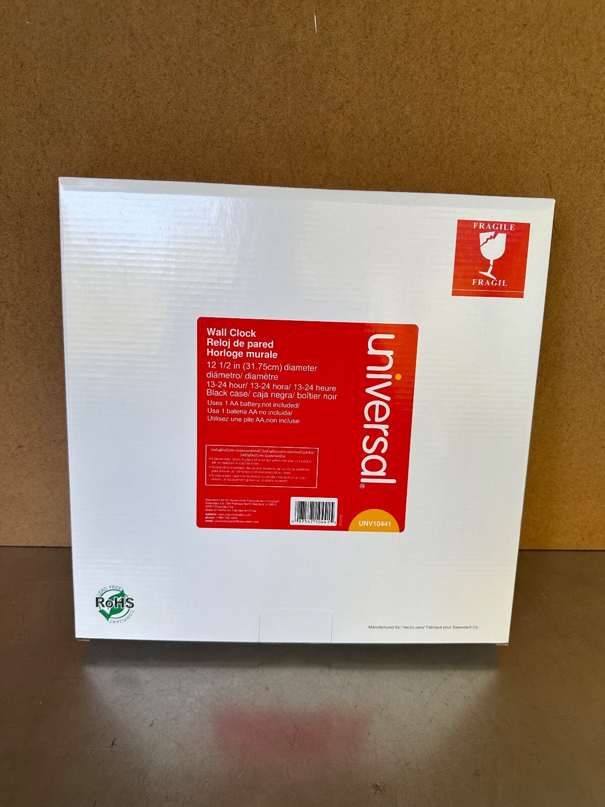 UNIVERSAL 24Hour Round Wall Clock 12 5/8" Black 10441 in Original Box