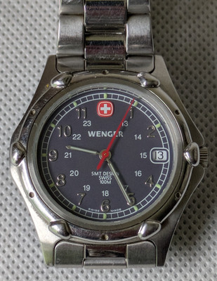 Wenger Swiss Quartz Watch Men 24hr / Date Military Dial