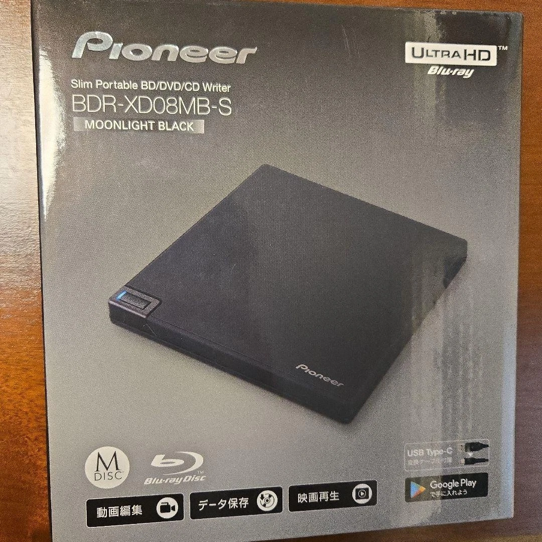 Pioneer BDR-XD08MB-S Portable Blu-ray Drive Type-C Black W/AC