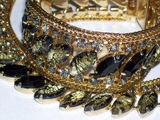 BEAUTIFUL VINTAGE SIGNED HOBE ART GLASS RHINESTONE BRACELET NECKLACE SET
