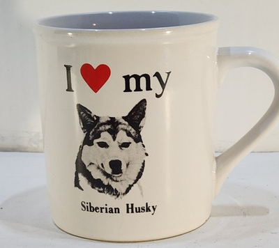 #ad quot;I Love Heart My Siberian Huskyquot; White Ceramic Coffee Mug Made In USA $12.00