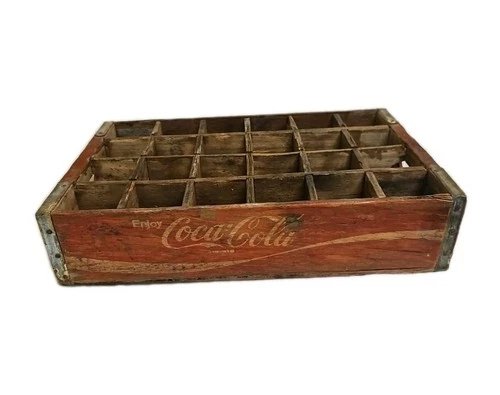 VINTAGE DICKINSON, ND COCA COLA SODA BOTTLE CRATE 24 SLOT WOOD RED