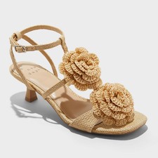 Women's Esme Floral Crochet Kitten Heels - A New Day
