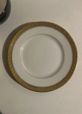 Guerin Limoges Gold Encrusted Leaves 6 1/4 Inch Bread Plate Circa 1900-1932