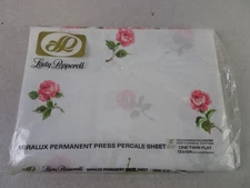 Vtg Lady Pepperell FLAT Sheet  72"x104" TWIN Cotton NEW Pink Roses FLORAL
