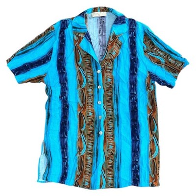 Unit 7 Shirt Crazy Abstract Retro 90s Blue Womens Uk12