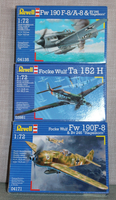 3 Mal Revell 04135 04171 03981 Fw190 Ta152 Focke Wulf MaßStab 1:72 Ovp Sammlung