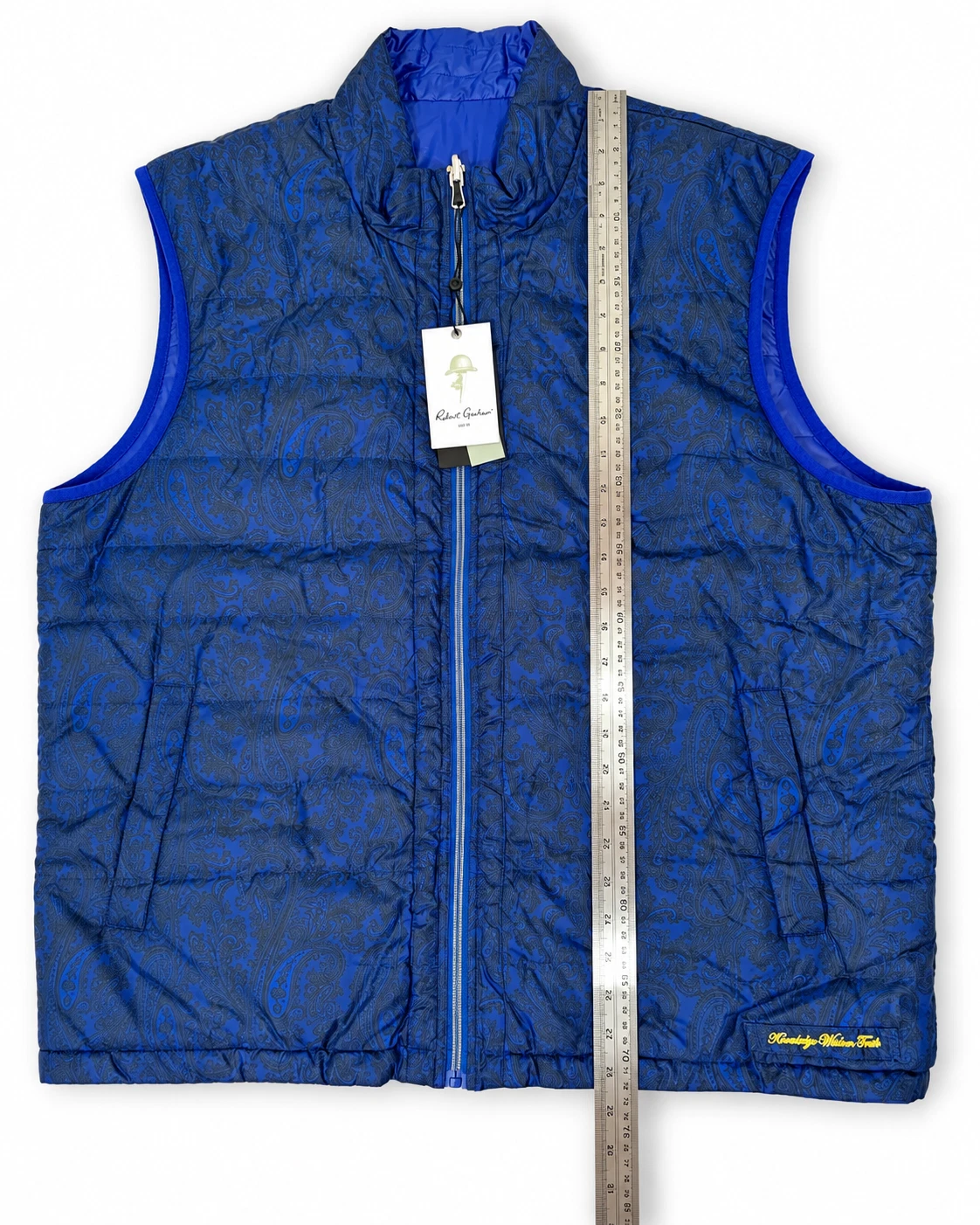 Robert Graham Men's XXL Reversible Blue and Paisley Puffer Vest NWT image 6