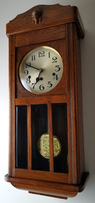 Antique German Quarter Hour Westminster Chime Box Wall Clock 8-Day