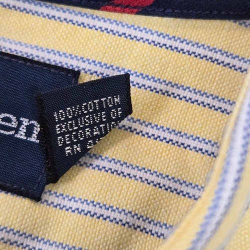 Ralph Lauren Long Sleeve Button Down Oxford Shirt Yellow Blue Stripe Men's Sz XL - Picture 7 of 9