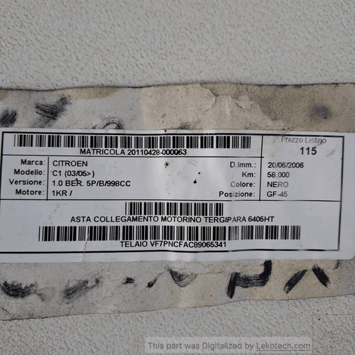 6405HT Biela del motor del limpiaparabrisas CITROEN C1 1.0 Ber 3p/b/998cc - Imagen 6 de 6